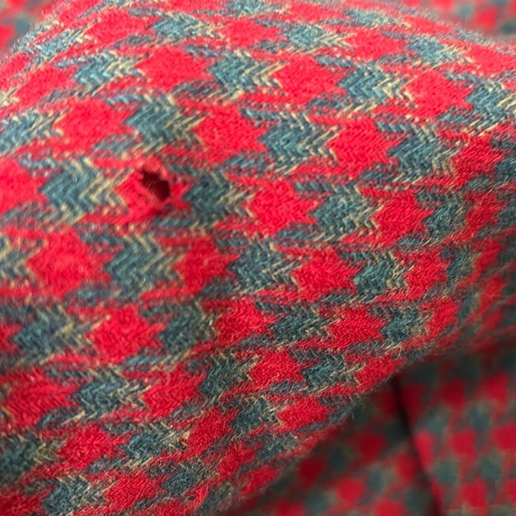 Vintage Pendleton Houndstooth Wool Crop Blazer Jacket Blue  Red Sz 8 Petite - Picture 13 of 14